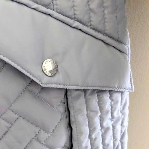 COLE HAAN Signature Quilted Jacket WOMEN'S S/ P Hooded Parka Light Blue - Picture 6 of 14